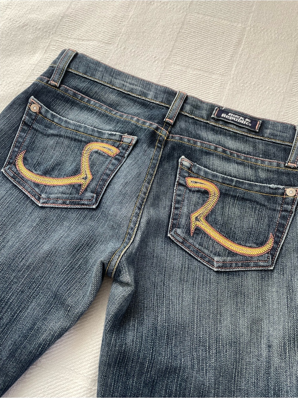 Rock & Republic Women's Blue Embroidered Pocket Jeans